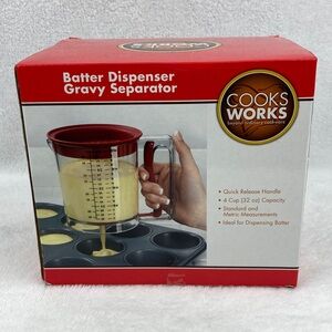 Cooks Works Red Batter Dispenser Gravy/Separator NIB